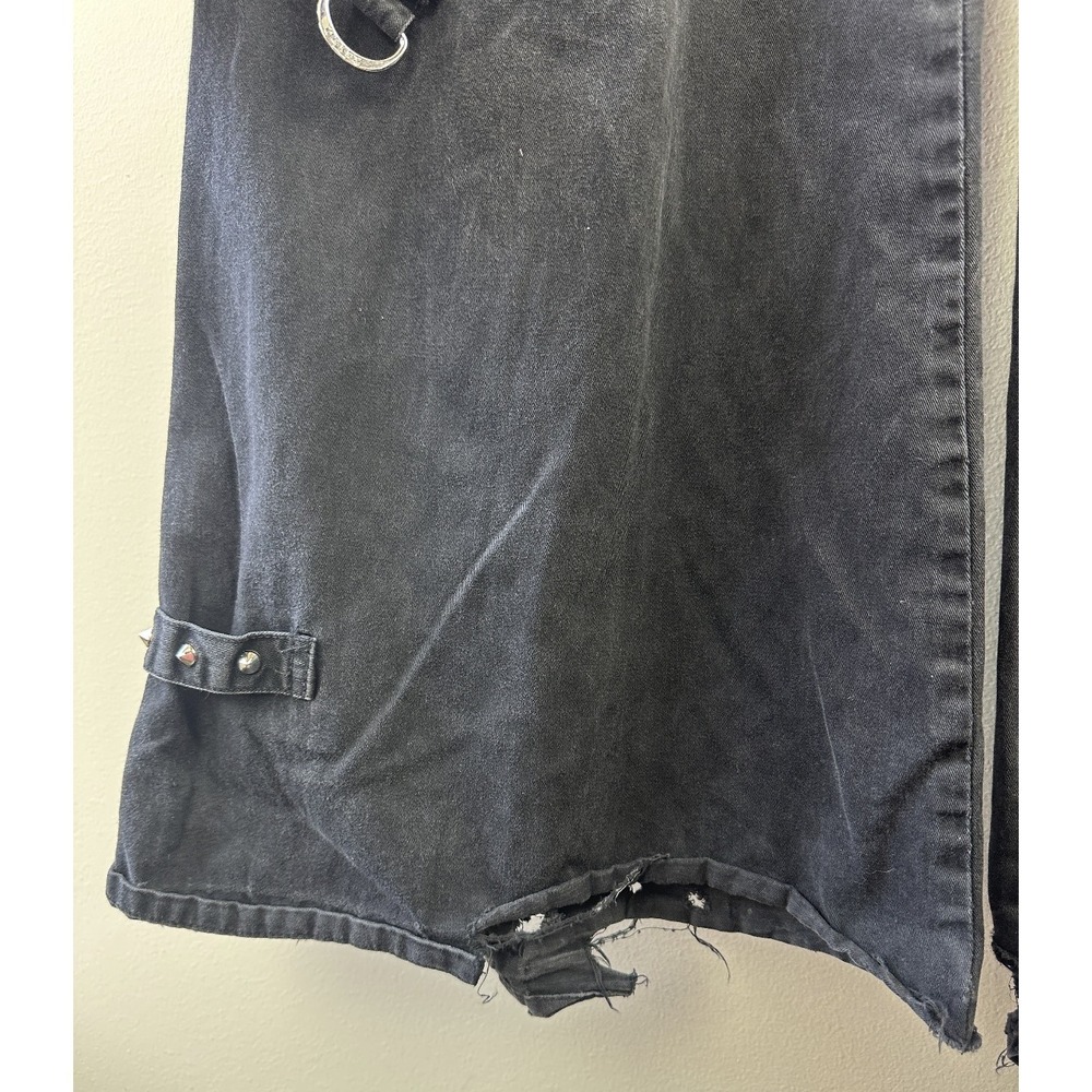 Tripp NYC Wide Leg Size 11 Jeans Black Goth Emo Punk Rave Chain Buckle 34" Waist - Picture 6 of 16